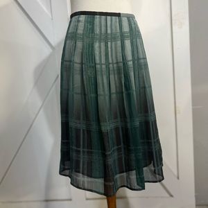 Teal/grey wide plaid a line skirt